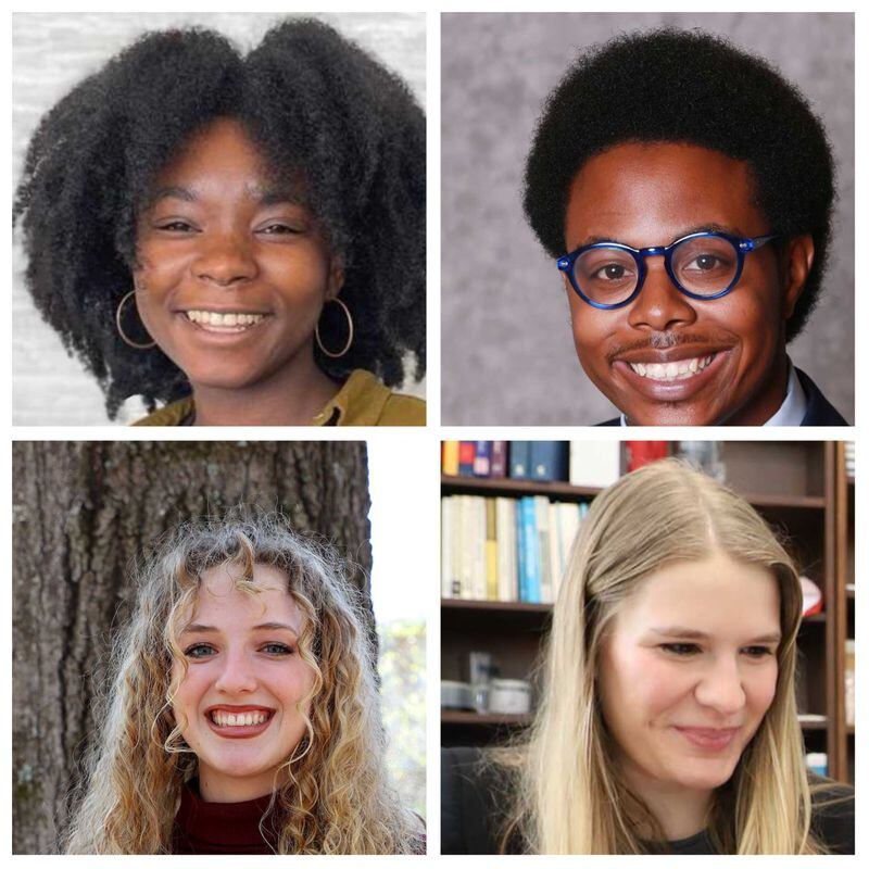 Four students with Georgia ties have been named Marshall Scholarship recipients. Clockwise from top left hand corner they are Assata Davis, George Anthony Pratt, Lauren Wilkes and Natalie Moss. Photo Credit: Marshall Scholarship and the University of Georgia via Photo Joiner.