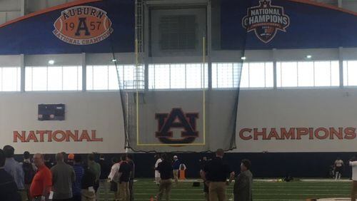 The scene at Auburn's Pro Day 2016. New England coach Bill Belichick was in the house. (Photo by D. Orlando Ledbetter/dledbetter@ajc.com