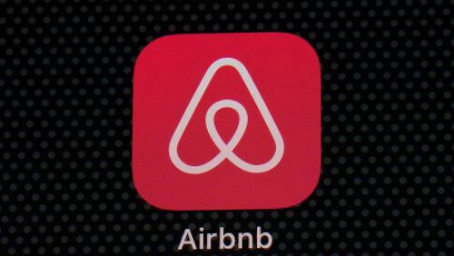 FILE - The Airbnb app icon is seen on an iPad screen on May 8, 2021, in Washington. Airbnb reports earnings on Wednesday, April 8, 2024. (AP Photo/Patrick Semansky, File)