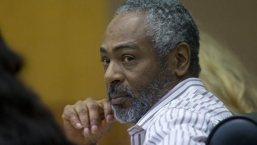Martin Blackwell watches arguments in his trial in Atlanta on Wednesday, Aug. 24, 2016. Blackwell was found guilty and sentenced to 40 years in prison for pouring scalding water on a same-sex couple while they slept. (AP Photo/John Bazemore)
