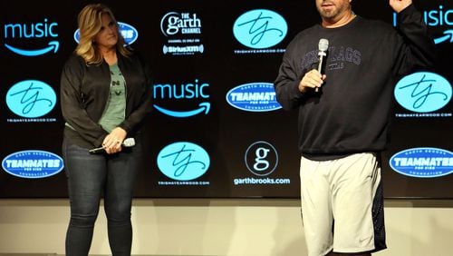Trisha Yearwood and Garth Brooks chatted with the media before Thursday's show at Mercedes-Benz Stadium. Photo: Robb Cohen Photography & Video /RobbsPhotos.com