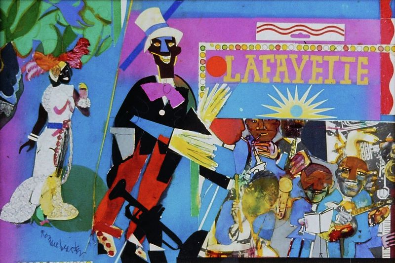 Romare Bearden’s collage on board “Profile/Part II, The Thirties: Johnny Hudgins Comes On,” (1981). © Romare Bearden Foundation/VAGA at Artists Rights Society (ARS), New York