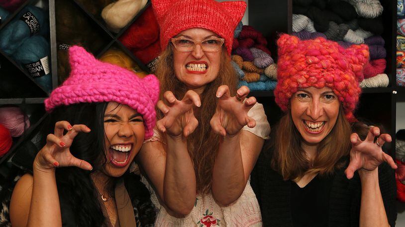 Last year’s Women’s Marches had plenty of those hats with a certain vulgar name, and they showed up again this year. MEL MELCON / LOS ANGELES TIMES / TNS