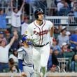 Atlanta Braves first baseman Matt Olson (28) watches the ball after hitting a three-run home run during the fourth inning against the Chicago Cubs at Truist Park on Tuesday, May 14, 2024, in Atlanta.
(Miguel Martinez/ AJC)