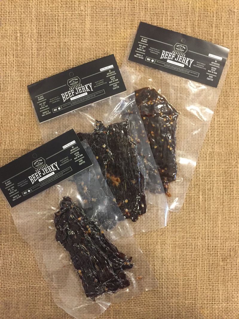 Grassfed beef jerky from White Oak Pastures in Bluffton, Georgia