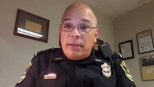 This is a screenshot of former Dunwoody Lt. Fidel Espinoza's appearance in a video posted to the police department's Facebook page in 2015.