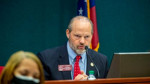 State Rep. Barry Fleming, chairman of the Special Committee of Elections Integrity, speaks Thursday during a committee meeting where a measure advanced that would limit how long voters have to request an absentee ballot. (Alyssa Pointer / Alyssa.Pointer@ajc.com)