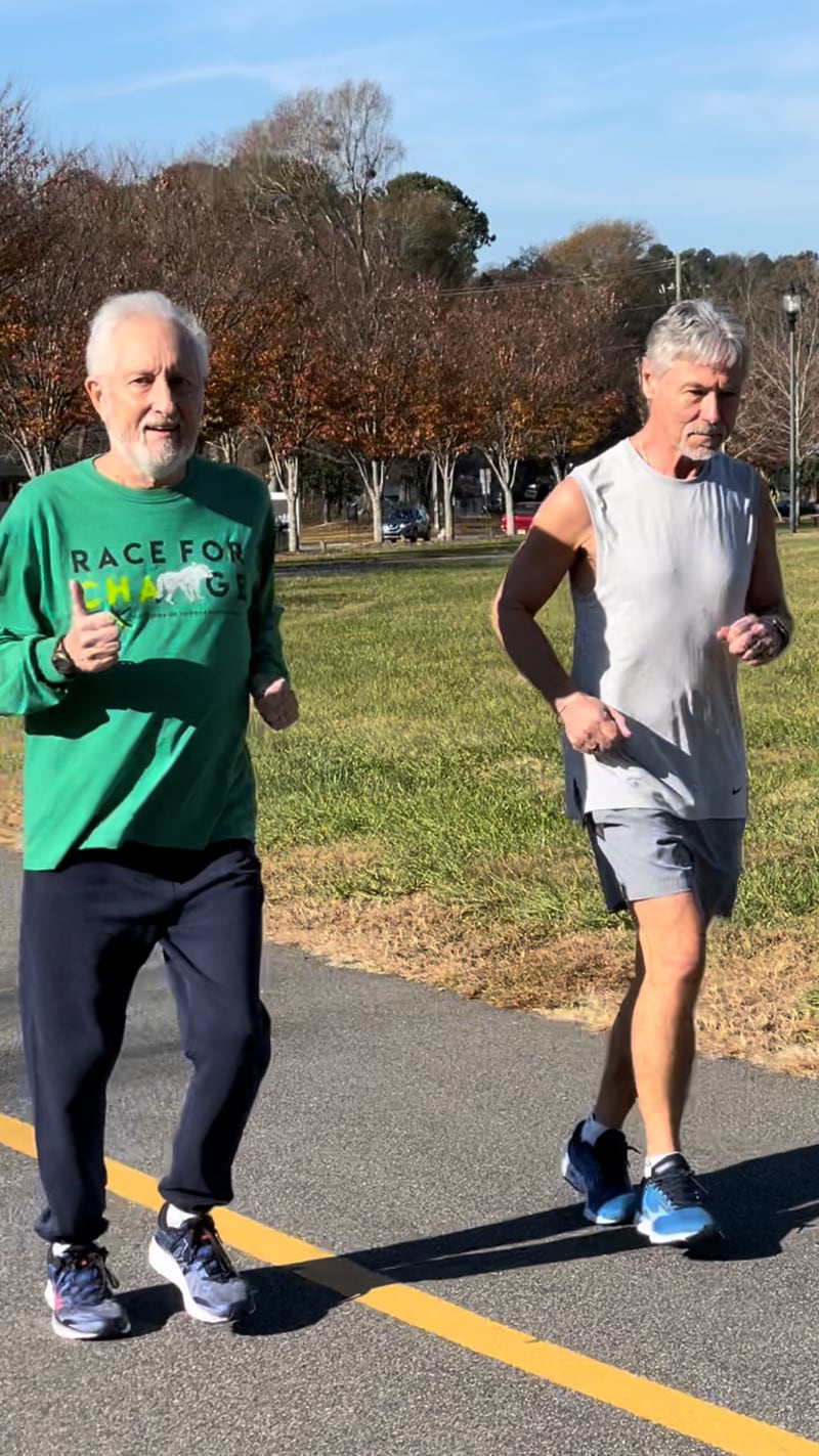 When Jack Abbott (left) needed a kidney after a serious bout with COVID-19, his pastor Jimmy Slick (right) volunteered to donate. The two have fully recovered and will run the Peachtree Road Race together.