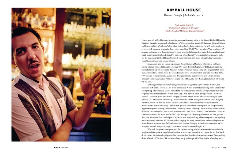 Atlanta bartender Miles Macquarrie of Kimball House and Watchman's is among the barkeeps featured in "Last Call." Photograph © 2019 by Ed Anderson. Reprinted with permission from "Last Call: Bartenders on Their Final Drink and the Wisdom and Rituals of Closing Time," by Brad Thomas Parsons, © 2019. Published by Ten Speed Press, a division of Penguin Random House, LLC.