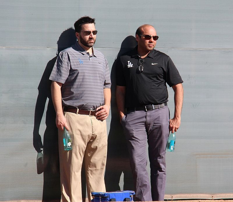  Alex Anthopoulos (left) and Dodgers GM Farhan Zaidi. (AP file photo)