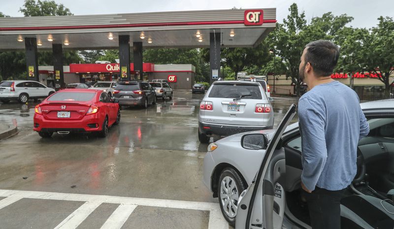 Georgia gas prices hit a high of $4.29 per gallon of regular unleaded fuel in March, according to AAA. The current statewide average is $4.14 for a gallon of regular unleaded fuel. (John Spink / John.Spink@ajc.com)


