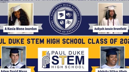Norcross will be honoring the Class of 2020 with a special billboard featuring a rotating slideshow of graduating seniors from Norcross High School and Paul Duke STEM School. (Courtesy Norcross High School)