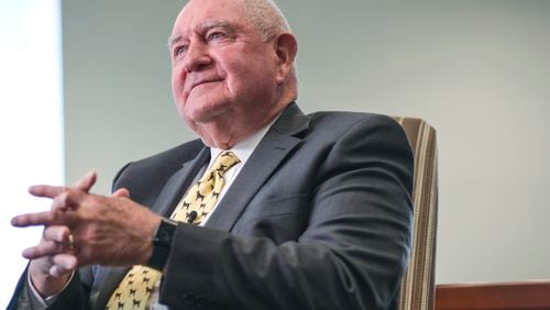 Chancellor Sonny Perdue at his office in downtown Atlanta on Wednesday, April 20, 2022.  The former two-term Georgia governor was announced as University System of Georgia chancellor in March. (Natrice Miller / natrice.miller@ajc.com)