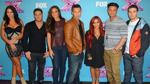 LOS ANGELES, CA - DECEMBER 19:  Jersey Shore cast (L-R) Jenni 'Jwoww' Farley Ronnie Ortiz-Magro Sammi 'Sweetheart' Giancola, Mike 'The Situation' Sorrentino, Nicole 'Snooki' Polizzi,Paul 'Pauly D' DelVecchio,Vinny Guadagnino arrive at Fox's "The X Factor" Season Finale Night 1 at CBS Television City on December 19, 2012 in Los Angeles, California.  (Photo by Frazer Harrison/Getty Images)