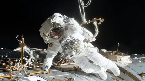 A spacewalk in progress.