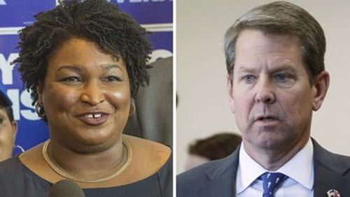 Democrat Stacey Abrams (left) and Republican Brian Kemp, their parties’ nominees for governor of Georgia. AJC file