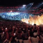 Part of the pageantry and color of Opening Ceremonies Friday night, July 19, 1996.  (Cox staff photo/Allen Eyestone)  7/96