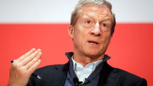 Political activist Tom Steyer speaks during a "Need to Impeach" town hall event at the Clifton Cultural Arts Center, Friday, March 16, 2018, in Cincinnati.