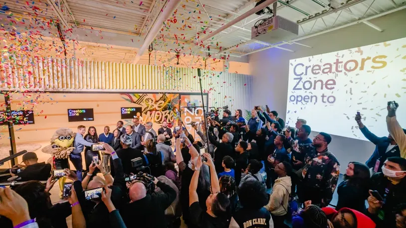 NFL Hall of Famer Steve Young and former NFL player Jerry Rice have partnered with Meta, formerly known as Facebook, to open the “8 to 80 Zones/Creator Zone” in Atlanta. (Photo Courtesy of Meta)