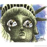 Sept. 12, 2001: The Statue of Liberty weeps. Cartoon by Mike Luckovich the day after the 9/11 attacks.