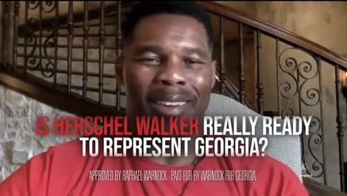 An ad featuring Herschel Walker from U.S. Sen. Raphael Warnock's campaign.