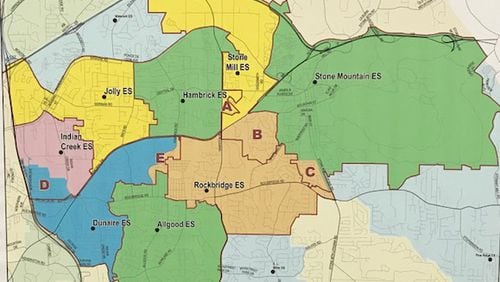 This map shows one of the redistricting options the school district is considering.