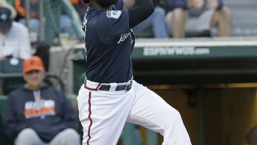 Brandon Phillips returned to the Braves’ lineup Saturday after missing two starts and most of three games for a strained groin. (AP file photo/John Raoux)