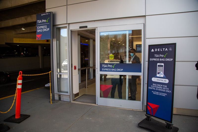 The lower level entrance to self check in during a tour of Delta's facial recognition system at Hartsfield-Jackson International Airport. PHIL SKINNER FOR THE ATLANTA JOURNAL-CONSTITUTION.