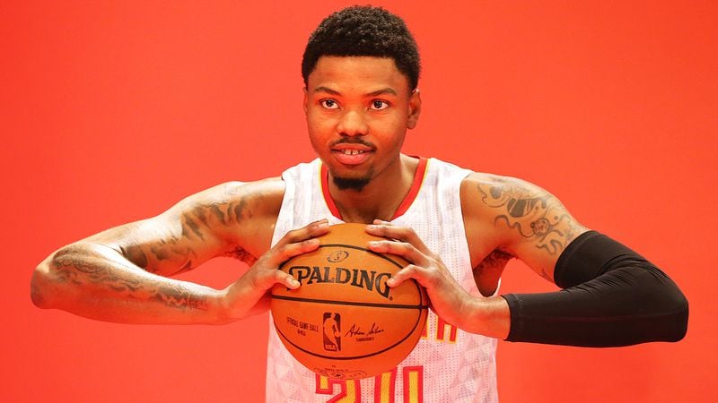 In this file photo from last year, Hawks guard Kent Bazemore poses for a portrait during Hawks Media Day at the W Atlanta Hotel.   Curtis Compton /ccompton@ajc.com