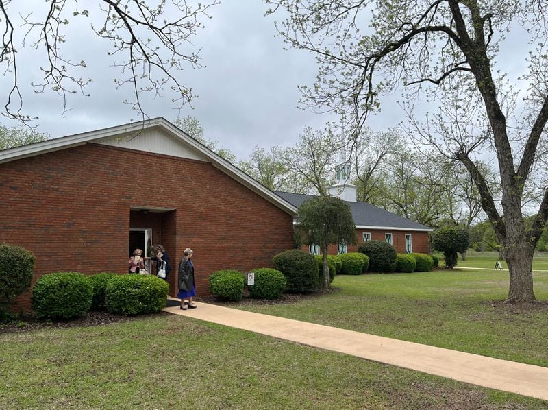 Worshippers are seen leaving Easter Sunday service at Maranatha Baptist Church in Plains, Georgia.