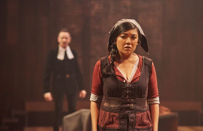 Actor’s Express’ “The Crucible” features Shelli Delgado (with Charles Green in background). CONTRIBUTED BY CHRISTOPHER BARTELSKI