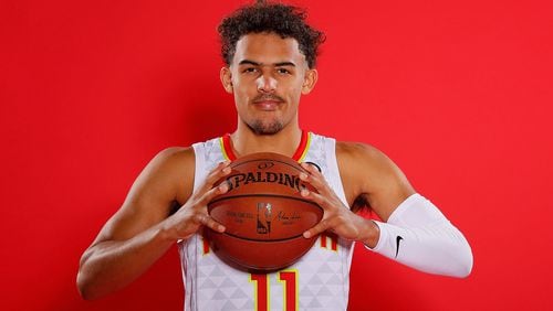 Trae Young of the Atlanta Hawks poses for portraits during media day at Emory Sports Medicine Complex on September 24, 2018 in Atlanta, Georgia.  (Photo by Kevin C. Cox/Getty Images)