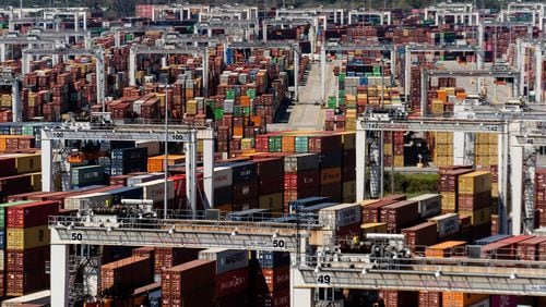 Shipping containers at the Port of Savannah, which opened four "pop-up ports" inland to take some of the overflow. One of those sites is in Atlanta's Reynoldstown area. (Erin Schaff/The New York Times)
