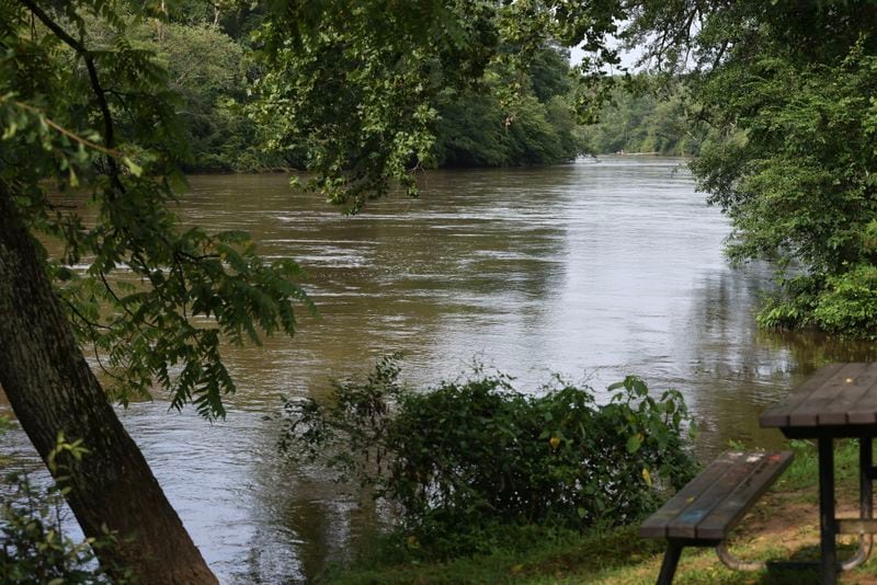 Views of the Chattahoochee River seen from Nantahala Outdoor Center shown on July 3, 2023. (Natrice Miller/ Natrice.miller@ajc.com)

