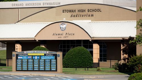 Etowah High School in Cherokee County is one of three district high schools returning to full-time, in-person instructions this week after raising COVID-19 cases at the schools. STEVE SCHAEFER FOR THE ATLANTA JOURNAL-