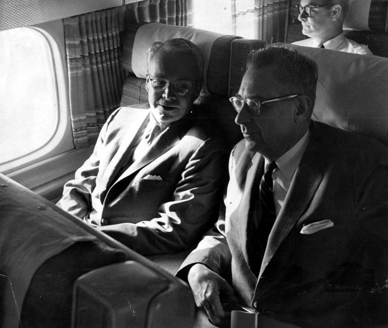 June 3, 1962 - Atlanta Mayor Ivan Allen Jr. (left) and E.L. Sterne, assistant city attorney, accompanied the mayor on the sorrowful trip to Paris after the crash of an Air France jet which carried many Atlantans as passengers.