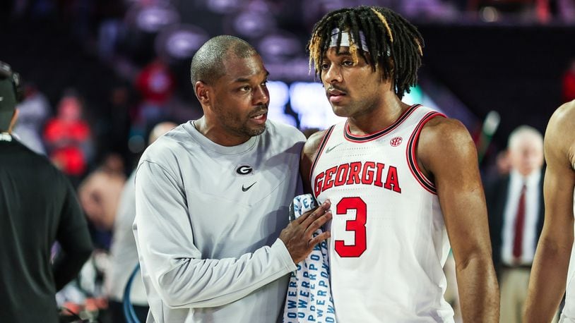 Georgia assistant coach Wade Mason (left) is working on separation from his two-year contract and will not return to coach the Bulldogs in their remaining five regular-season games or in the SEC Tournament, according to a source. (Photo by Mackenzie Miles)