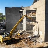 Demolition of the Edge Center is underway at Georgia Tech.