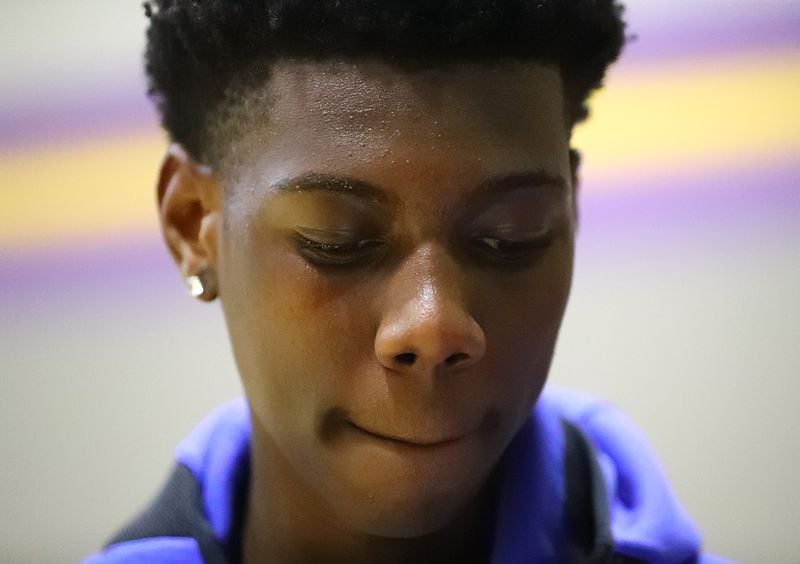 050422 Atlanta: Chane Bynum, a 15-year-old small forward and a freshman at Washington High School, plays in the Midnight Basketball League for the Pittman Panthers on Wednesday, May 4, 2022, in Atlanta. 
“I want to showcase my skills and get looked at,” Bynum said later. “This helps the community and gets me out of the house.”   “Curtis Compton / Curtis.Compton@ajc.com” 