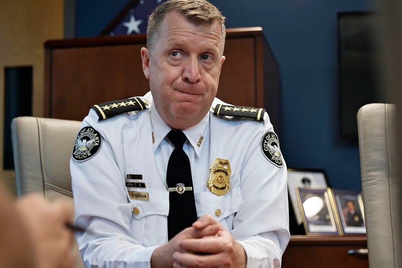 Atlanta Police Department Interim Police Chief  Darin Schierbaum talks about crime in the city at his office on Wednesday, July 6, 2022 (Natrice Miller/natrice.miller@ajc.com)