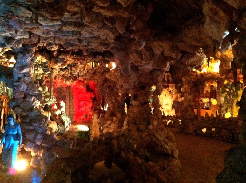 The interior of the Crystal Shrine Grotto, a manmade cave of rock quartz crystal inside Memorial Park Cemetery in Memphis, Tennessee.
Courtesy of Memphis Tourism