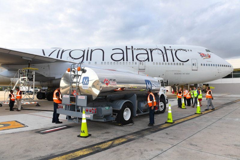 The Virgin Atlantic VS16 flight is prepared for take off at Orlando International Airport in Florida, USA, as Virgin Atlantic and Lanzatech launch first ever commercial flight using innovative biofuel. PRESS ASSOCIATION Photo. Picture date: Tuesday October 2, 2018. The aviation industry is taking a landmark step towards making commercially-viable sustainable aviation fuel a reality. Photo credit should read: Doug Peters/PA Wire