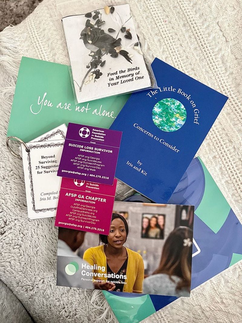 The American Foundation for Suicide Prevention Georgia sent Abby Duvall a kit of special messages and helpful information. 
Courtesy of Abby Duvall