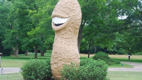 The giant peanut statue is a roadside photo attraction in Plains, Ga. (Myscha Theriault/TNS)