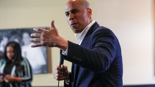 U.S. Sen. Cory Booker on Wednesday made his first stop in Atlanta since announcing that he is running for president. AJC/Alyssa Pointer.