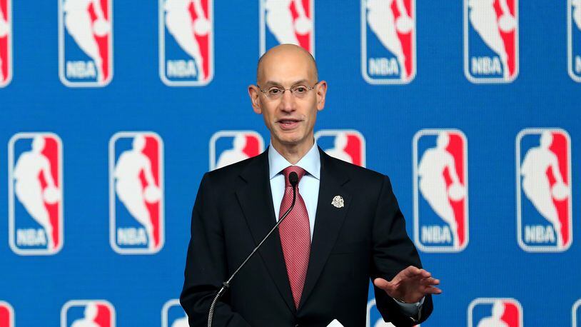 NEW ORLEANS, LA - FEBRUARY 15: NBA commissioner Adam Silver addresses the media during a press conference before the the 2014 NBA All-Star Saturday 2014 as part of All-Star Weekend at the Smoothie King Center on February 15, 2014 in New Orleans, Louisiana. NOTE TO USER: User expressly acknowledges and agrees that, by downloading and or using this photograph, User is consenting to the terms and conditions of the Getty Images License Agreement. (Photo by Christian Petersen/Getty Images)