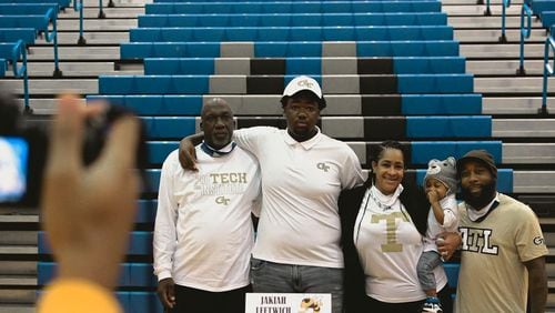 Westlake High offensive lineman and Georgia Tech signee Jakiah Leftwich at his signing day at Westlake Dec. 16, 2020. (Courtesy Jakiah Leftwich)