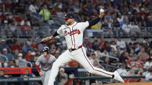 Atlanta Braves pitcher Aaron Bummer delivers to a Boston Red Sox batter during the sixth inning at Truist Park on Tuesday, May 7, 2024.
(Miguel Martinez/ AJC)