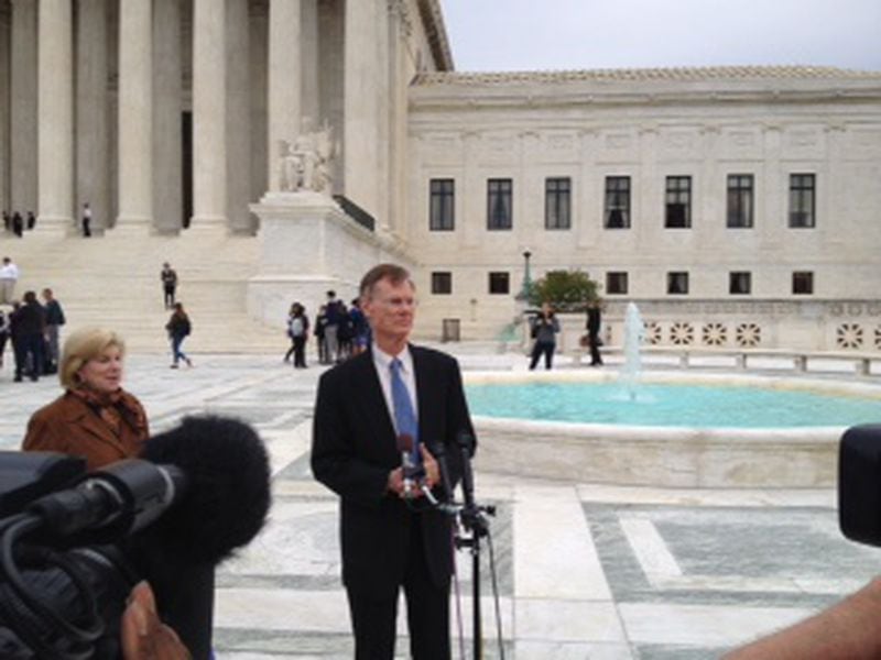 Lawyer Stephen Bright, outside the Supreme Court after arguments on Nov. 2