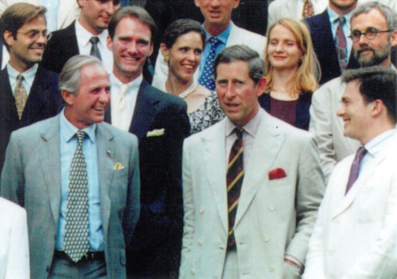 Rodney Mims Cook Jr., along with the then-Prince of Wales, in 1996 at the Biltmore House in Asheville, North Carolina. Charles was traveling with students from his Institute of Architecture to tour American sites and promote interest in architecture.